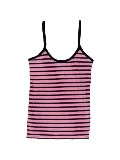 La Fetiche Jade Striped Ribbed-knit Cami Top In Pink