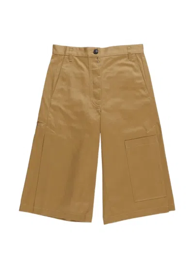 La Fetiche Laura Patch-pocket Side-slit Shorts In Gold