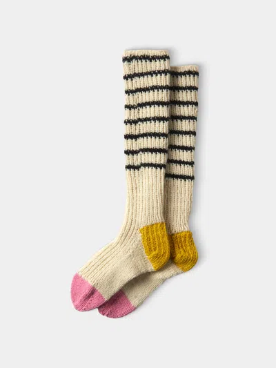 La Fetiche Lyle Hand-knitted Lambswool Fisherman Socks Size: L In Multi