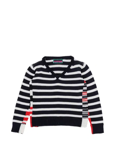La Fetiche Mitzi Striped V-neck Sweater In Multi