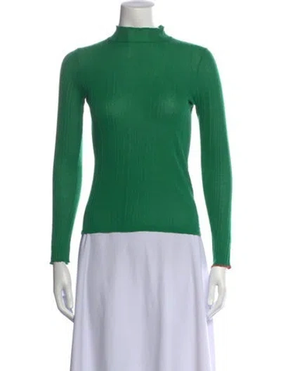 Pre-owned La Fetiche Mock Neck Long Sleeve Top In Green