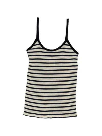 La Fetiche Striped Ribbed Cami Top In Black