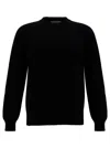La Fileria Black Crewneck Sweater With Ribbed Trims In Cashmere And Wool Man In Black