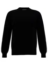 La Fileria Black Crewneck Sweater With Ribbed Trims In Cashmere And Wool Man In Black