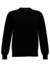 La Fileria Black Crewneck Sweater With Ribbed Trims In Cashmere And Wool Man In Black