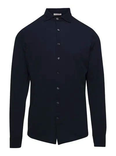 La Fileria Blue Knit Shirt With Classic Collar