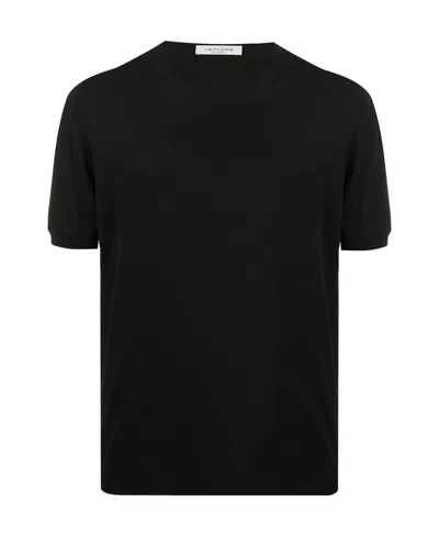 La Fileria For D'aniello Knitted Crew Neck T-shirt In Black