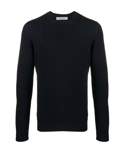 La Fileria For D'aniello Waffle-knit Crew-neck Jumper In Black