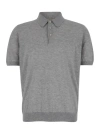 LA FILERIA LA FILERIA GREY KNIT POLO SHIRT WITH CLASSIC COLLAR IN COTTON