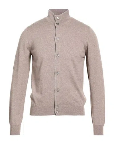 La Fileria Man Cardigan Taupe Size 36 Virgin Wool In Gray