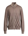 La Fileria Man Cardigan Taupe Size 44 Virgin Wool In Brown