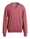 La Fileria Man Sweater Antique Rose Size 44 Virgin Wool In Red