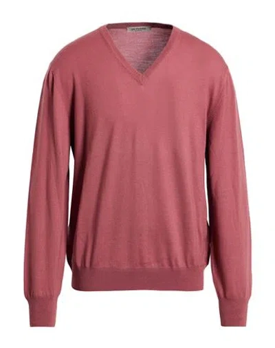 La Fileria Man Sweater Antique Rose Size 44 Virgin Wool In Red