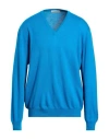 La Fileria Man Sweater Azure Size 44 Virgin Wool In Blue