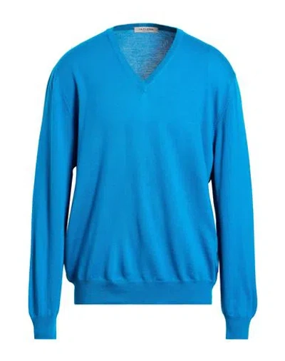 La Fileria Man Sweater Azure Size 44 Virgin Wool In Blue