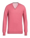 La Fileria Man Sweater Coral Size 40 Virgin Wool, Polyester, Polyurethane In Red
