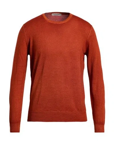 La Fileria Man Sweater Rust Size 42 Virgin Wool In Red