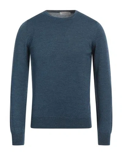 La Fileria Man Sweater Slate Blue Size 42 Virgin Wool In Blue