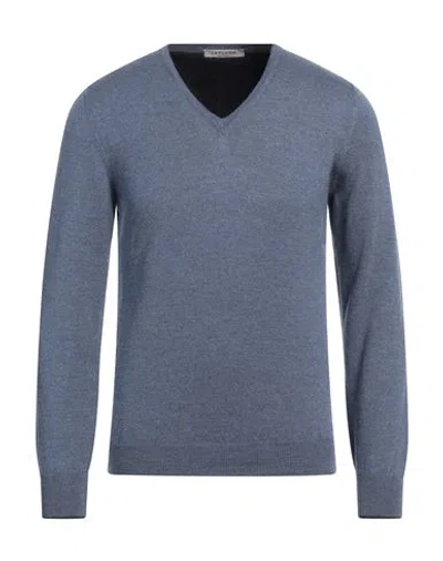 La Fileria Man Sweater Slate Blue Size 48 Virgin Wool