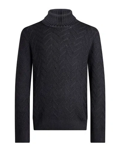 La Fileria Man Turtleneck Charcoal Size 48 Virgin Wool In Gray