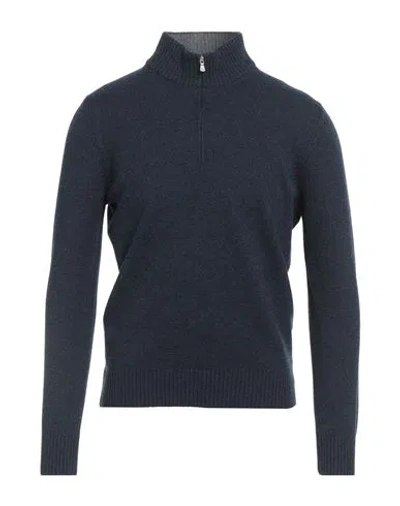 La Fileria Man Turtleneck Navy Size 40 Wool, Cashmere, Viscose In Blue