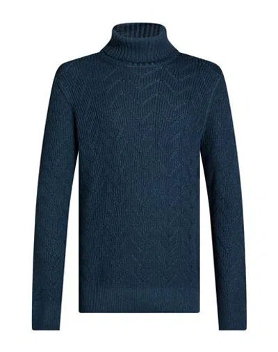 La Fileria Man Turtleneck Slate Blue Size 46 Virgin Wool