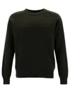 La Fileria Green Crewneck Sweater With Ribbed Trims In Olive