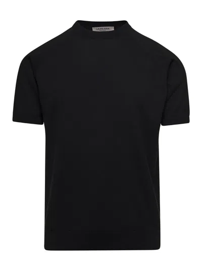 La Fileria T-shirt Raglan Girocollo In Maglia In Black