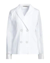 La Fileria Woman Blazer White Size 6 Cotton, Elastane, Silk In White
