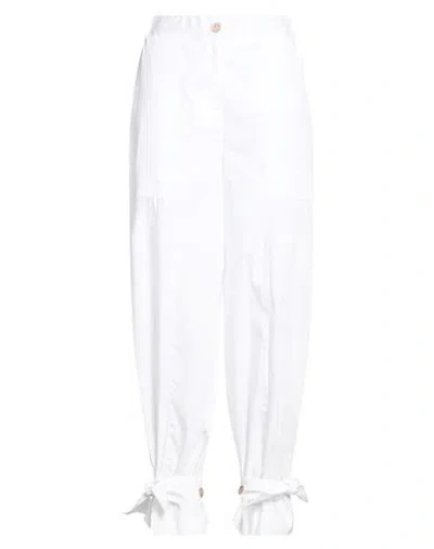 La Fileria Woman Pants White Size 10 Cotton, Polyamide, Elastane