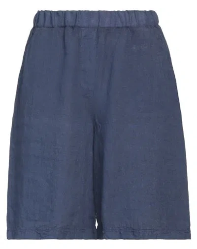 La Fileria Woman Shorts & Bermuda Shorts Blue Size 4 Linen In Blue