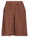 La Fileria Woman Shorts & Bermuda Shorts Brown Size 4 Linen