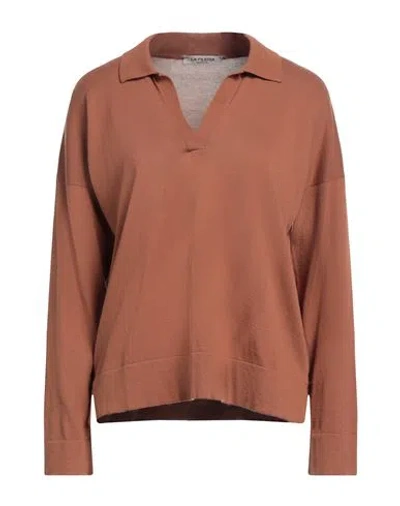 LA FILERIA LA FILERIA WOMAN SWEATER BROWN SIZE 8 COTTON