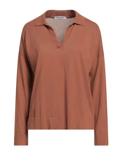 La Fileria Woman Sweater Camel Size 12 Cotton In Beige