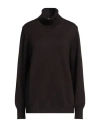 La Fileria Woman Turtleneck Dark Brown Size 12 Virgin Wool
