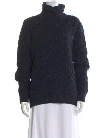 Pre-owned La Fileria Wool Tweed Pattern Sweater In Blue