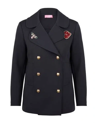 La Fille Des Fleurs Woman Overcoat & Trench Coat Black Size S Polyamide, Elastane