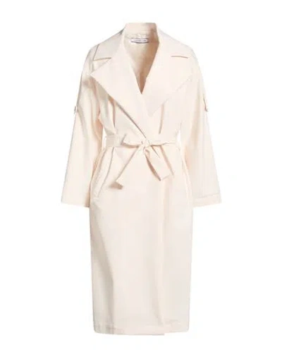 La Fille Des Fleurs Woman Overcoat & Trench Coat Cream Size 4 Cotton, Elastane In White