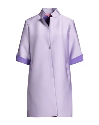 La Fille Des Fleurs Woman Overcoat & Trench Coat Lilac Size Xs Polyamide, Elastane In Blue