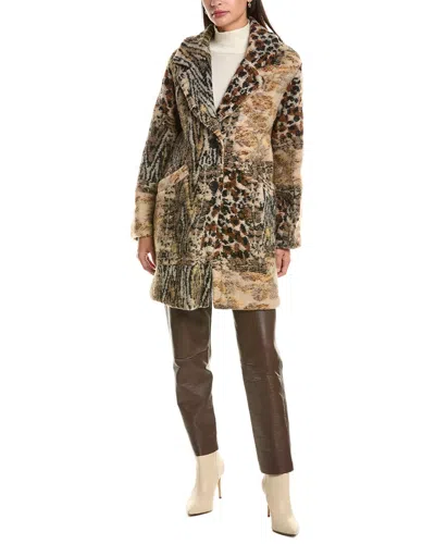 La Fiorentina Abstract Animal Print Wool Coat In Multi