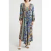La Fiorentina Abstract Cover-up Beach Dress In Blue