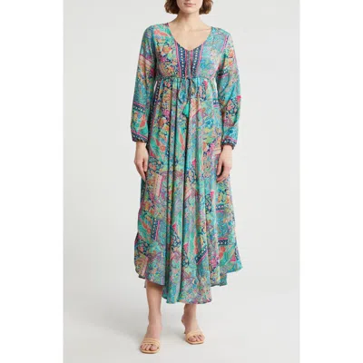 La Fiorentina Abstract Cover-up Beach Dress In Green