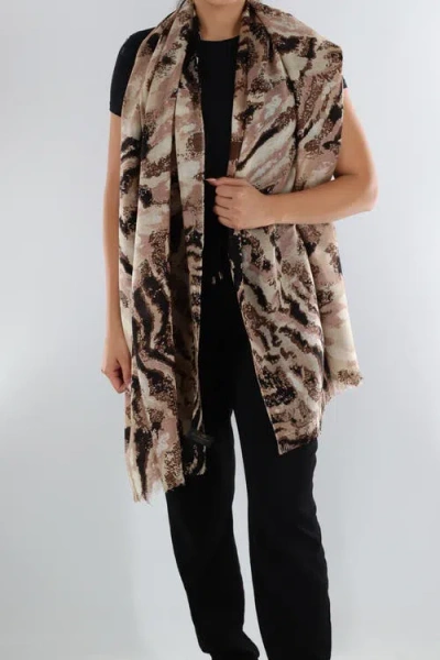 La Fiorentina Abstract Print Scarf In Brown