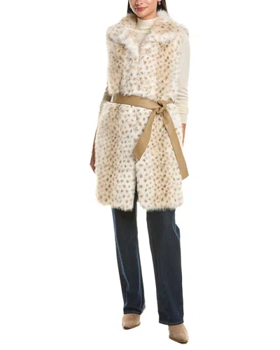 La Fiorentina Animal Print Faux Fur Vest In Neutral