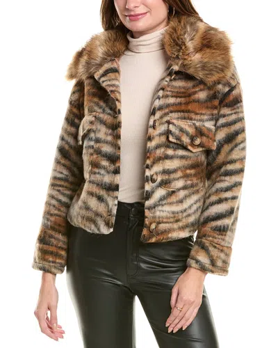 La Fiorentina Animal Print Wool Jacket In Brown
