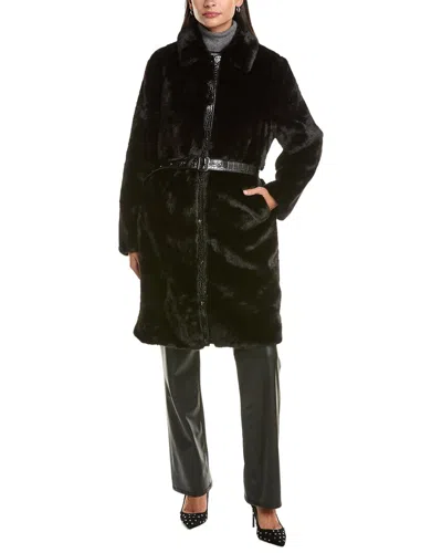 La Fiorentina Belted Coat In Burgundy