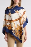 La Fiorentina Chain Print Poncho In Navy