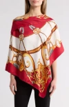 La Fiorentina Chain Print Poncho In Red
