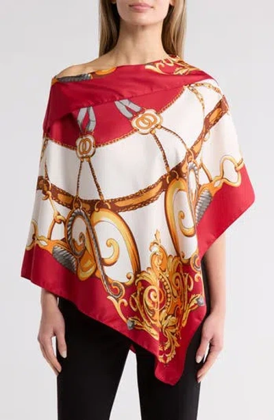 La Fiorentina Chain Print Poncho In Red