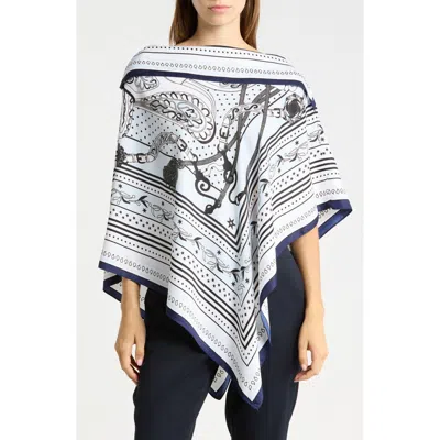 La Fiorentina Chain Print Satin Poncho In White